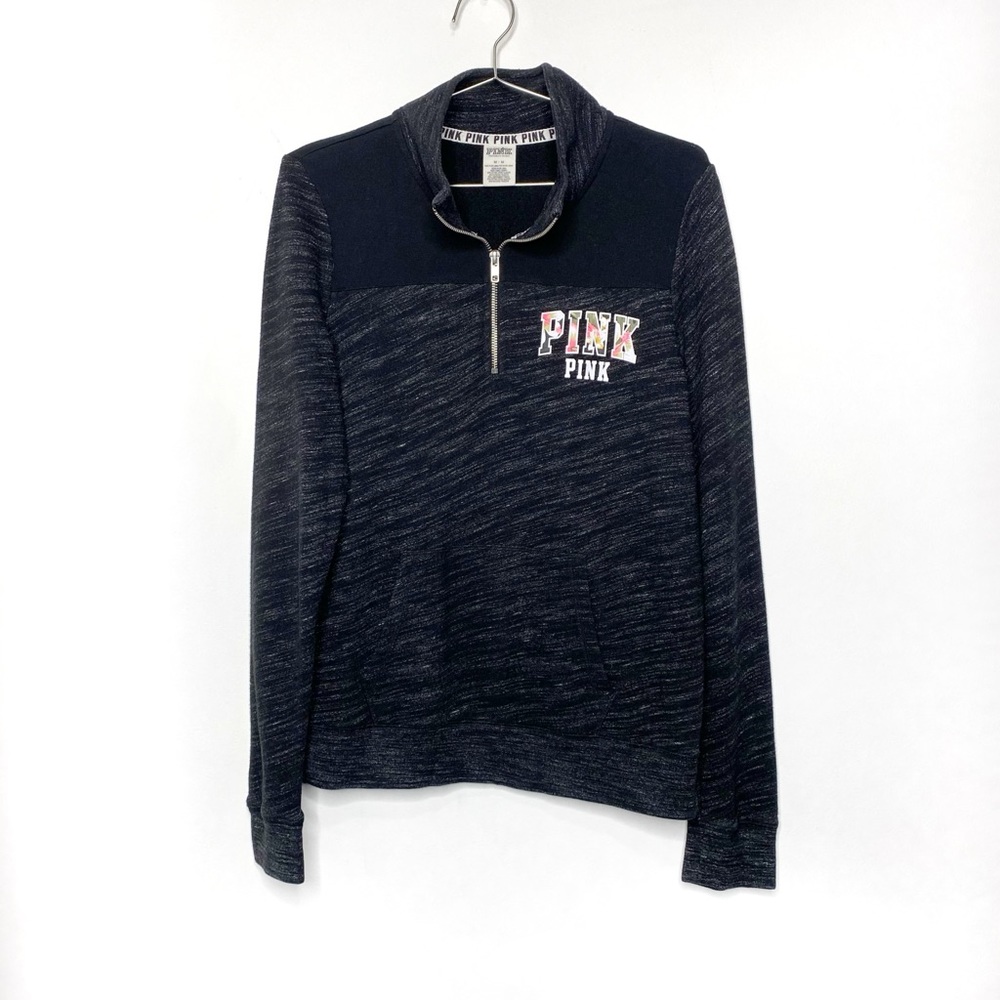 PINK Victoria's Secret Tropical Perfect Quarter Zip Sweatshirt Gray Marl Size M